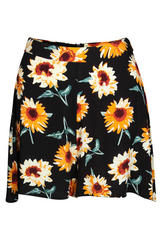 Sunflower Print High Waisted Shorts